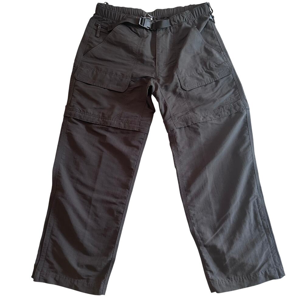 North Face Convertible Cargo Pants Mens Large Dark Gray Belted Hiking Pants
